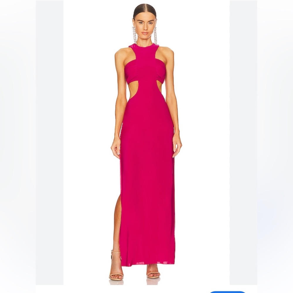 Misa Los Angeles Lyra Cutout Maxi Dress Fuchsia Pink Revolve Xs Nwot